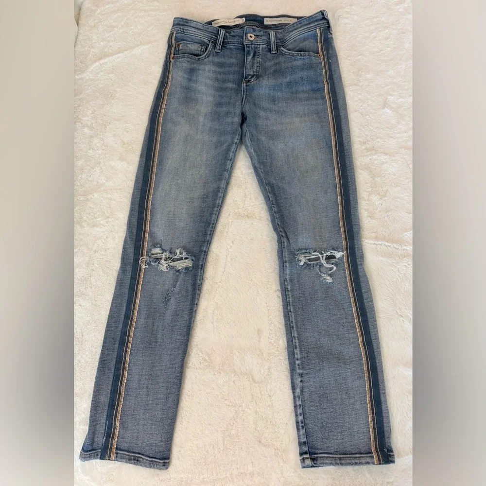 Pilcro and the Letterpress by Anthropologie Slim Boyfriend Distressed Blue Jeans - Picture 3 of 16